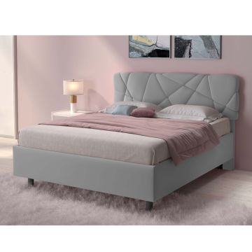 LETTO MATRIMONIALE CONTENITORE MOD. POP TESSUTO LYCRA GRIGIO CHIARO 