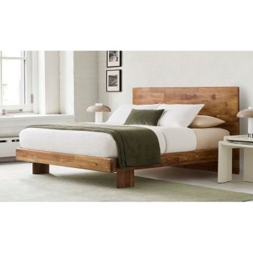 LETTO MATRIMONIALE MOD. SON-20 CON GIROLETTO IN LEGNO DI MANGO TINTA NOCE