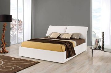 LETTO MATRIMONIALE IN ECOPELLE BIANCA CON CONTENITORE LETTO MATRIMONIALE IN ECOPELLE BIANCA CON CONTENITORE