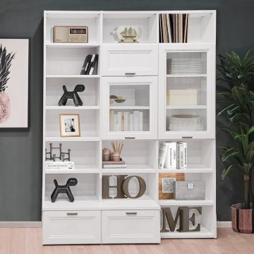 LIBRERIA MOD.FOSTER CM 182.5X32.7/47.6 H.228.2 BIANCO FRASSINATO 