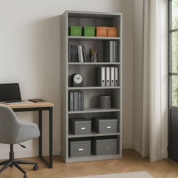 LIBRERIA IN LAMINATO CEMENTO CON 6 VANI