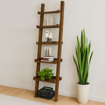 LIBRERIA A MURO CM 45X35 H. 190 IN LEGNO SHEESHAM TINTA STONE