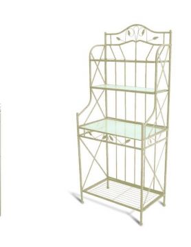 LIBRERIA CREAM CON 3 RIPIANI IN VETRO