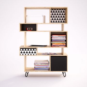 LIBRERIA 71736 MOD.MAZE ROVERE-NERO 10 VANI