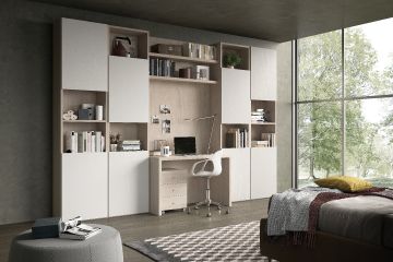 COMPOSIZIONE LIBRERIA OLMO E BIANCO FRASSINATO