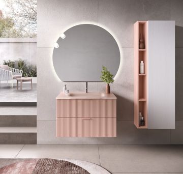 BAGNO COMPLETO MOD.LINE ROSA OPACO E BIANCO NORDICO