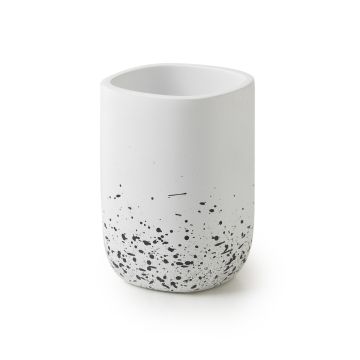 LINEA LAYLA - BICCHIERE PORTASPAZZOLINI IN RESINA BIANCO MATT