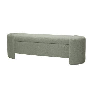 PANCA CONTENITORE CM 164X50 H. 47 IN TESSUTO EFFETTO BOUCLE' VERDE SALVIA