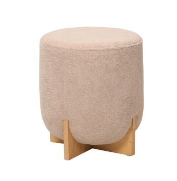 POUF ROTONDO DIAM. CM 42 H. 48 IN TESSUTO EFFETTO BOUCLE' BEIGE