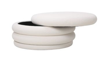 POUF CONTENITORE ROTONDO DIAM. CM 81 H. 38 IN TESSUTO EFFETTO BOUCLE' PANNA