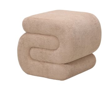 POUF CM 51X48 H. 46 IN TESSUTO EFFETTO BOUCLE' BEIGE