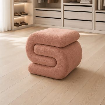 POUF CM 51X48 H. 46 IN TESSUTO EFFETTO BOUCLE' TERRACOTTA