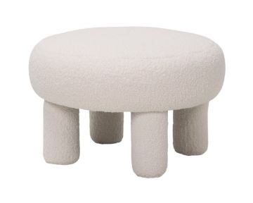 POUF/TAVOLINO DIAM. CM 60 H. 39 IN TESSUTO EFFETTO BOUCLE' BIANCO 