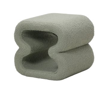 POUF CM 45X44 H. 42 IN TESSUTO EFFETTO BOUCLE' VERDE SALVIA