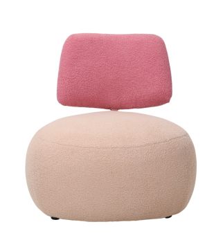 POUF/POLTRONCINA CM 70X74 H. 66 IN TESSUTO EFFETTO BOUCLE' ROSA E BEIGE