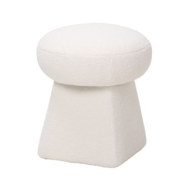 POUF DIAM. CM 39 H. 46 IN TESSUTO EFFETTO BOUCLE' PANNA
