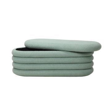 PANCA CONTENITORE CM 115X48 H. 46 IN TESSUTO EFFETTO BOUCLE' VERDE MENTA