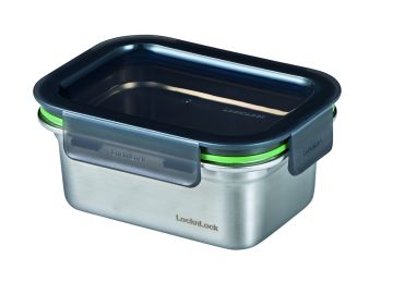 CONTENITORE RETTANGOLARE STS IN ACCIAIO INOX 15.5X11.5 H. 5.5CM 500ML