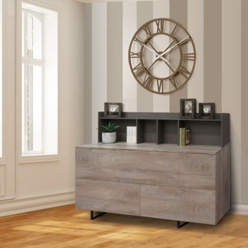 CREDENZA ANTHONY NOCE 2 ANTE SCORREVOLI 3 CASSETTI - Arredo Casa