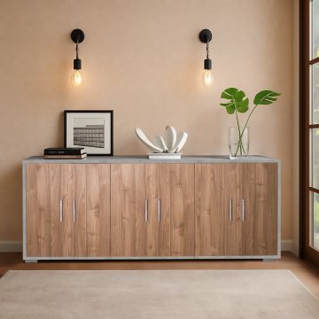 MADIA MOD. DOUBLE CM 203X41 H. 84 CEMENTO E NOCE STELVIO