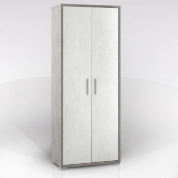 Armadio basso Multiuso 80x92H cm Bianco e Cemento con due ante - Caesaroo