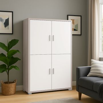 MOBILE MOD. QUADRANTE CM 107X41 H. 162  OLMO E BIANCO FIAMMATO