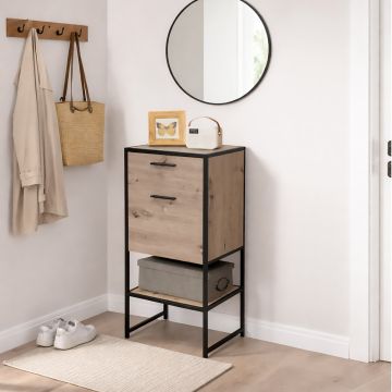 MOBILE CM 40X33 H. 91 ROVERE NODATO E METALLO NERO