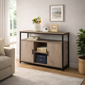 CREDENZA CM 120X35 H. 80 ROVERE NODATO E NERO 