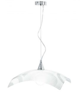 LAMPADARIO MIRO' BIANCO GRANIGLIATO PENDEL CROMATO 45X45X10,5 - 1XE27 MAX 60W