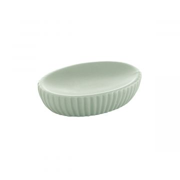 LINEA MARIKA - PORTA SAPONE VERDE SALVIA IN CERAMICA 12X8,3X3CM