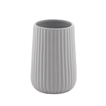 LINEA MARIKA - BICCHIERE PORTASPAZZOLINI IN CERAMICA GRIGIO