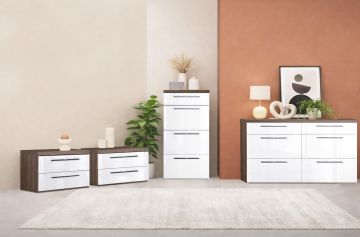 GRUPPO LETTO MOD. MOMENTI ROVERE TARTUFO E BIANCO LUCIDO 