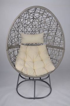 POLTRONA NIDO IN POLIRATTAN GRIGIO CON CUSCINO ECRU' POLTRONA NIDO IN POLIRATTAN GRIGIO CON CUSCINO ECRU'