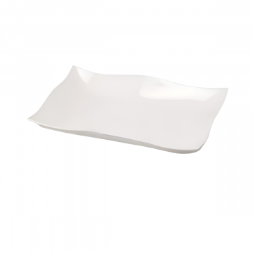VASSOIO FONDO IN PORCELLANA LINEA HELTON 28X18CM BIANCO 
