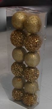 SET 12 PALLINE IN PLASTICA DIAM. 5CM ORO