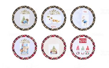 SET 6 SOTTOPIATTI TIFFANY XMAS DIS. 3 DIAM. CM 34 ASSORTITO