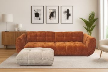 COMPOSIZIONE DIVANO E POUF MOD. PANDA IN TESSUTO