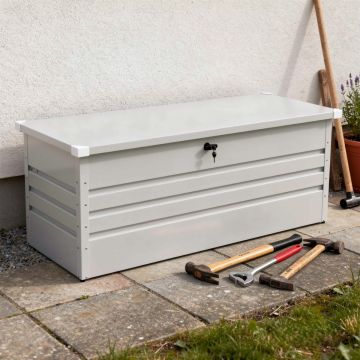 BAULE DA ESTERNO CM 165X70 H. 62 ACCIAIO GRIGIO CHIARO 