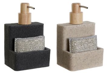 PORTA SAPONE IN RESINA E LEGNO 12X9,2X19CM ASSORTITO