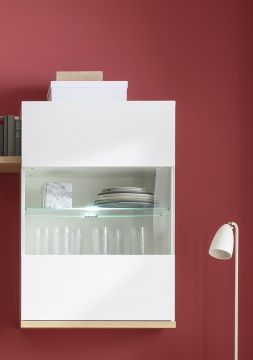 PENSILE MOD.MUNDI CM 70X29.2 H.102.7 BIANCO LUCIDO E ROVERE ARTISAN 