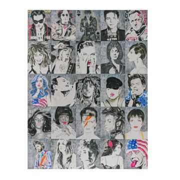 QUADRO TELA PEOPLE CON CORNICE FOGLIA D'ARGENTO 120X160CM SP 5CM