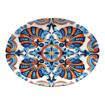 PIATTO PIANO OVALE MELAMINA LINEA PUERTORICO 40X30CM MULTICOLORE