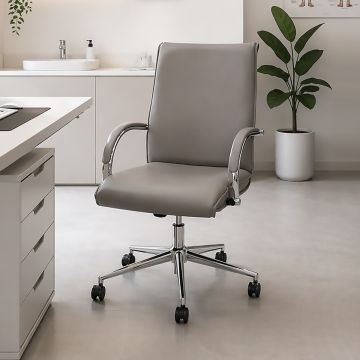 POLTRONA UFFICIO MOD. CROMA L IN ECOPELLE TORTORA