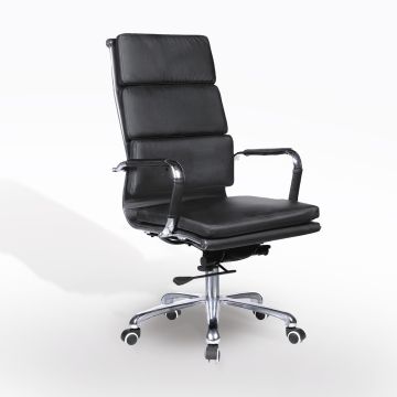 POLTRONA UFF. MOD.PLATINUM IN ECOPELLE NERA