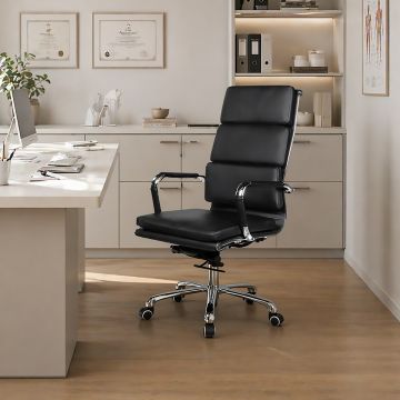 POLTRONA UFF. MOD.PLATINUM IN ECOPELLE NERA