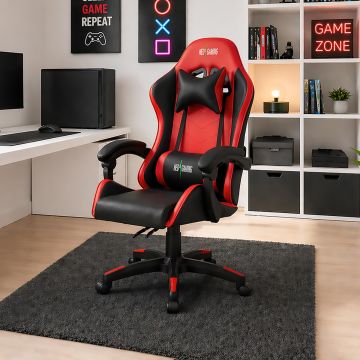 POLTRONA UFFICIO MOD. FLASH GAMING NERA E ROSSA