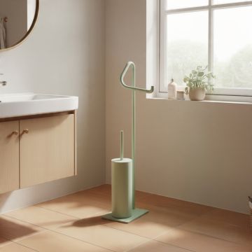 LINEA ASIAGO - PIANTANA PORTA ROTOLO E PORTA SCOPINO VERDE SALVIA
