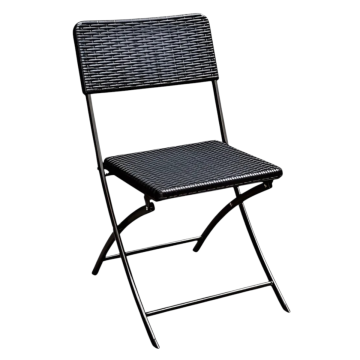 SEDIA PIEGHEVOLE IN METALLO E PLASTICA EFFETTO RATTAN NERO