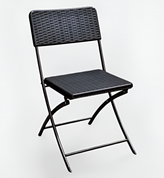SEDIA PIEGHEVOLE IN METALLO E PLASTICA EFFETTO RATTAN NERO