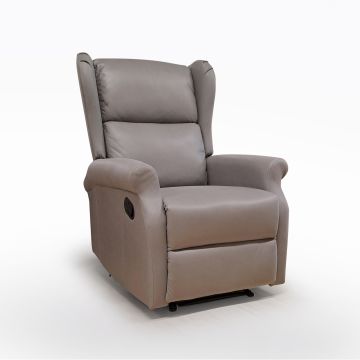 POLTRONA RELAX CON RECLINER MANUALE IN TESSUTO GRIGIO CHIARO 